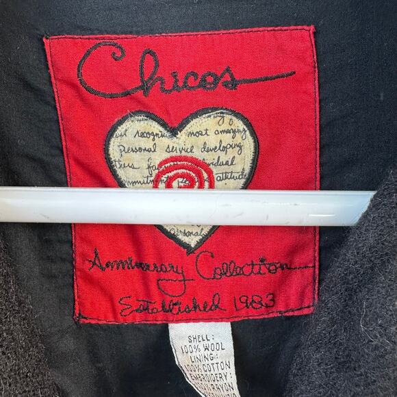 Chico's‎ Anniversary Collection Floral Jacket Womens Sz 1 Black Wool Beaded - Picture 7 of 8